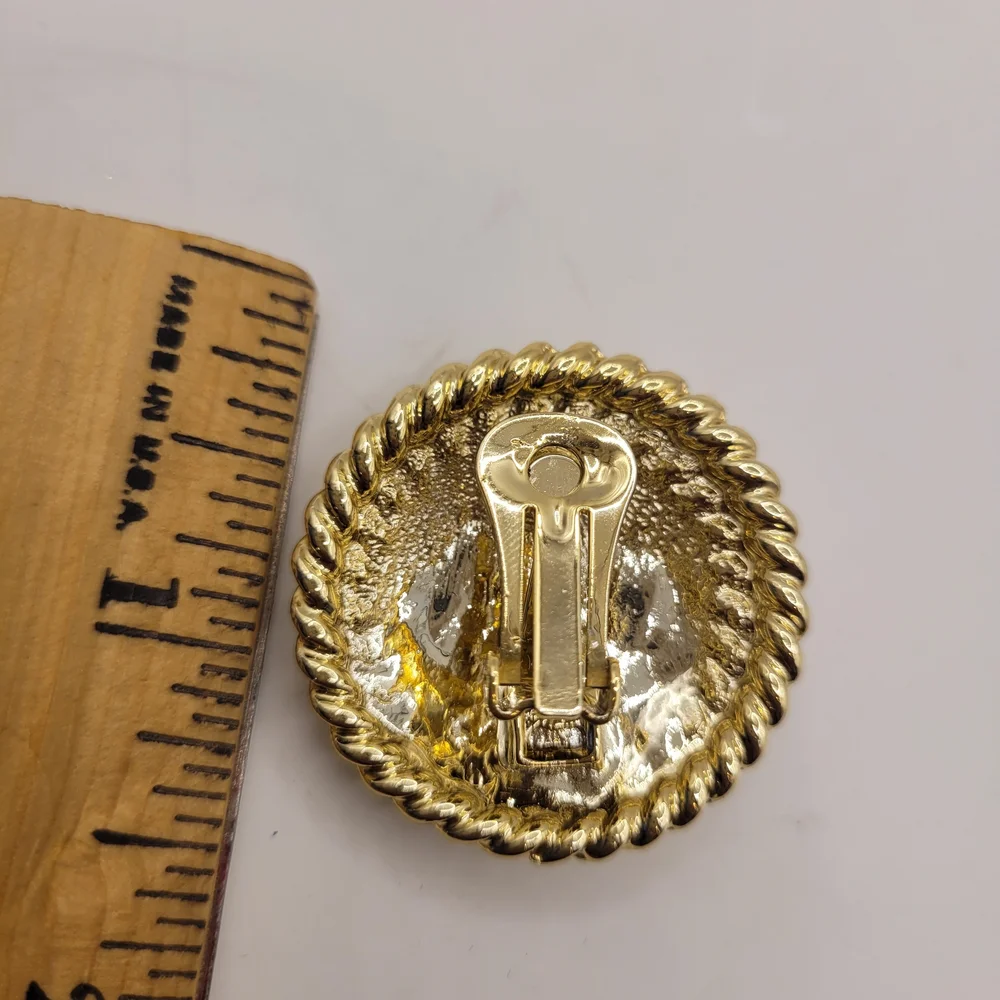 Vintage Sailor Gold & White Tone Enamel New Old Stock Earrings